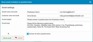 questionnaire to physiotherapy patient with data collection software